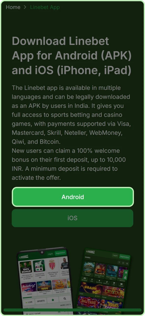 Navigation button on the official website to start saving the installation file.