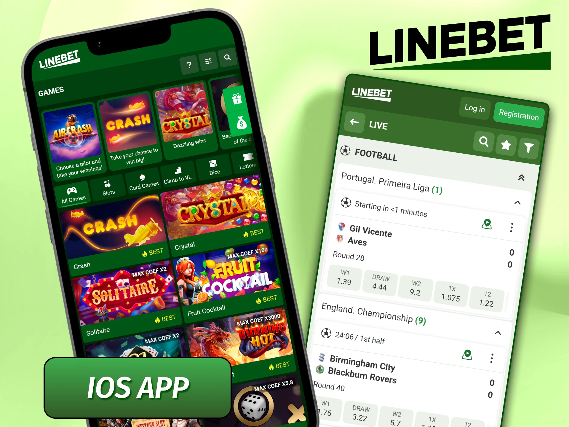 Official Linebet mobile application interface for Apple iPhone and iPad devices.