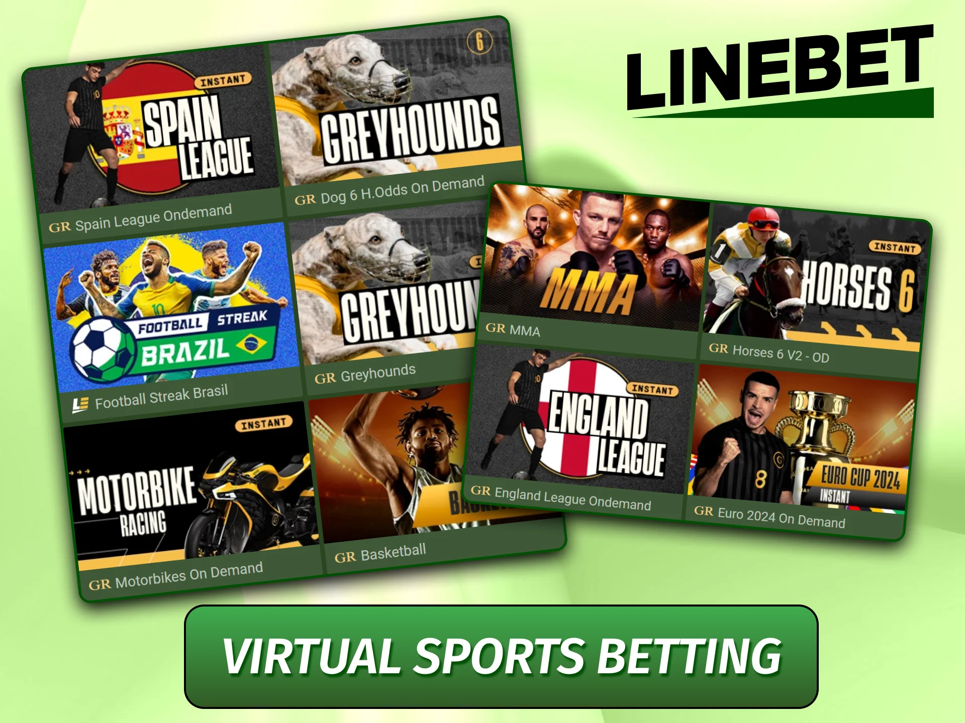Computer-simulated sports events with rapid betting results.