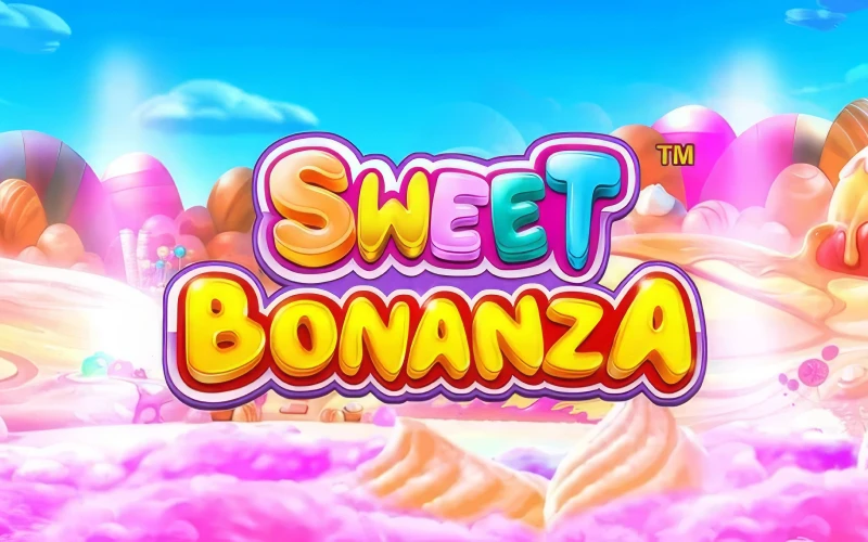 Colorful candy-themed slot game featuring cascading symbols and multipliers.